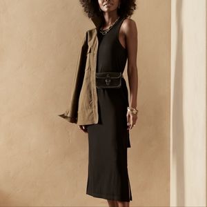 Black midi ribbed tank dress - Banana Republic